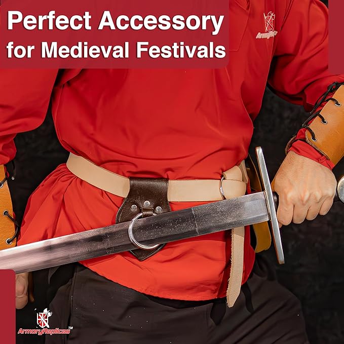 Armory Replicas - Genuine Rawhide Leather Universal Axe Frog - Medieval Hand Crafted O-Ring Funcitonal Outdoor Costume LARP Weapon Holder