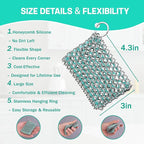 HAUSHOF Cast Iron Scrubber, Chainmail Scrubber with Silicone Core, Premium Cast Iron Cleaner for Skillet, Pan, Dutch Oven