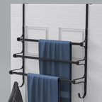 CANYAVE Over The Door Towel Rack, Over Door Towel Rack for Bathroom Door, Triple Towel Storage Holder with Hooks (Matte Black)