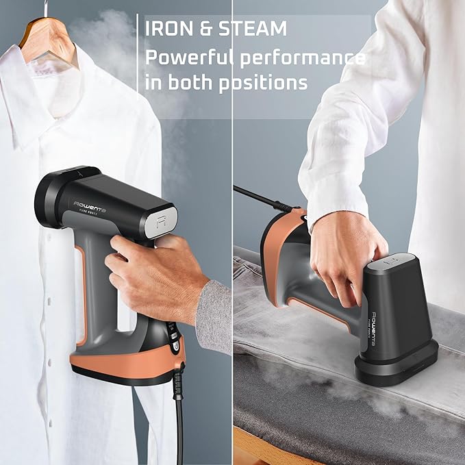 Rowenta Iron Steamer for Clothes, 3in1 Hand Held Steamers, Clothing Steamer, Ironing, Lint Remover, 7.1 Oz Tank, 1875 Watts, Auto-Off, Black & Copper, DR8855
