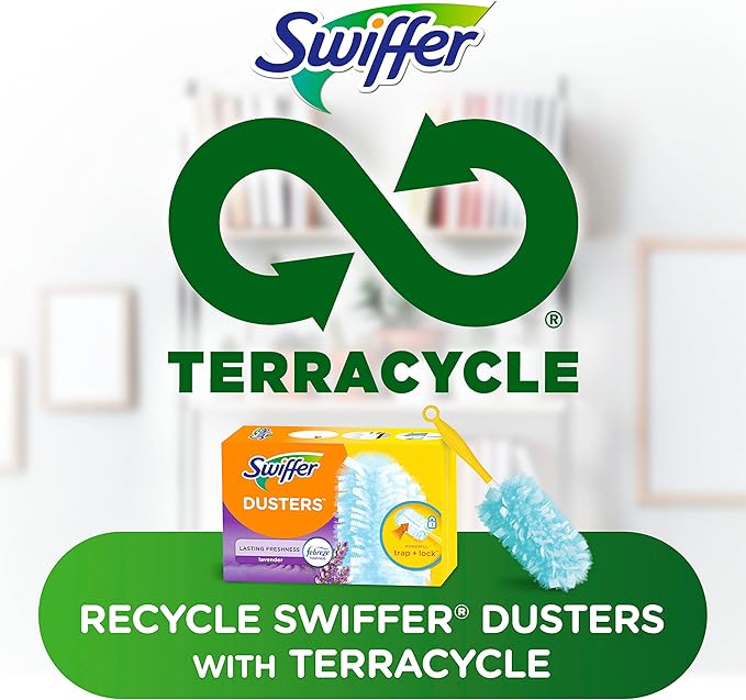 Swiffer Dusters Refill for Cleaning, Feather & Microfiber Duster Disposable Alternative, for Dusting Furniture, Blinds, Ceiling Fans, Walls, Helps Remove Allergens, Lavender, 18ct