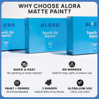 Alora Touch-Up Paint | Matte Finish for Drywalls, Concrete, Brick, Tile, Doors, Cabinets & More | Multi-Tone White Repair Kit | Quick-Dry, Low-Odor, Ultra-Low VOC | No Sanding or Primer Needed | 3 Pack