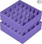 Joyoldelf Sock Drawer Organizer Divider 2 Packs Underwear Organizer, 24 Cell Closet Organizers and Storage Organizer Sock Holders Organizers for Storing Socks, Handkerchiefs, Ties, Belts (Purple)