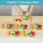 Vtopmart 5 Pack 35oz Glass Food Storage Containers with Lids, Meal Prep Containers, Airtight Reusable Lunch Container Set, Safe for Oven, Microwave, Freezer, and Dishwasher, Multicolour