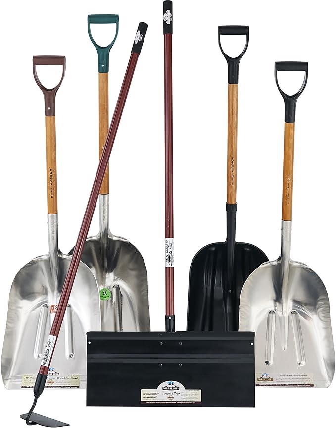 FOREST HILL Manufacturing Heavy Duty Super Tuff Aluminum Straight Edge Scoop Shovel (.125 Thick Aluminum, 52-Inch)