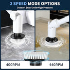 Electric Spin Scrubber - Cordless Cleaning Brush with Digital Display, 2 Speeds, 8 Brush Heads, IPX7 Waterproof, Adjustable Long Handle for Bathroom, Tub, Tile, Shower, and Car