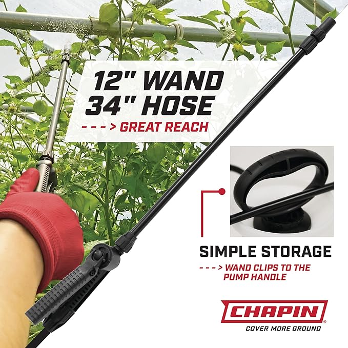 Chapin 20006 Made in USA 3 -Gallon Lawn and Garden Pump Pressured Sprayer, for Spraying Plants, Garden Watering, Lawns, Weeds and Pests, Translucent White
