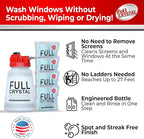 Full Crystal Window Cleaning Kit – 16 oz Glass Cleaner and Bottle with 27 ft Reach, Each 4 oz Bag Makes Up to 640 fl oz, Cleans Up to 80 Windows, Scrub-Free, Rinse-Free
