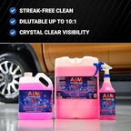 AIM Chemicals Ammoniated Glass Cleaner Concentrate - Streak-Free Shine for Windows, Cars, Homes, Offices - Dilutes 10:1 - Removes Dirt, Grime, Fingerprints - Ideal for Glass Spray Bottles - Gal