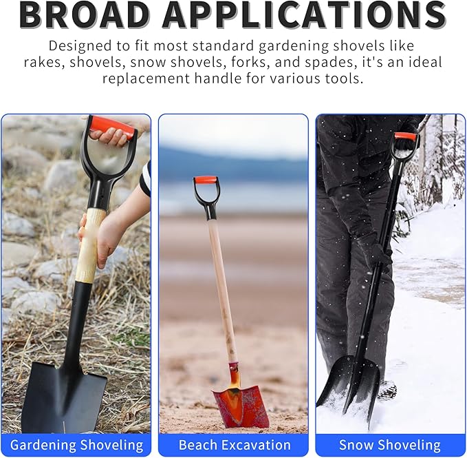 ID 1.26" Red & Black Shovel D-Shaped Grip Handle,PVC Shovel D Straight Grip Handle,Plastic Spade Replacement Snow Removal Garden Accessorie Backyard Digging,7.6×4.13-in(H*T)