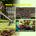 Weed Puller Picker Tool Scuffle Hoe Rake, Hand Tiller Small for Planting, Grass Weeder Dandelion Uprooting Remover, Standing Cultivator for Flower Garden Beds Lawns Yard Weeding and Leveling