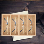 Alipis Creative Eyeglasses Tray Set of 4, Wooden Sunglasses Storage Rack Organizer for Home Display and Desk Eyewear Storage
