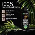 Natural Wunderz African Black Soap Body Wash, 12 oz – Sulfate‑Free, Vegan Cleanser with Shea Butter – Soothing, Detoxifying Shower Gel for Men & Women