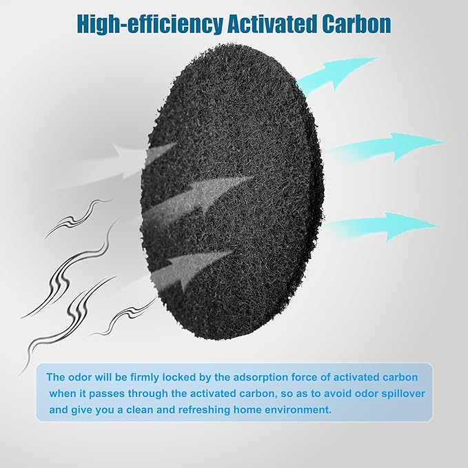 12-Pack 7.25 Inches Large Compost Bin Odor Absorbing Filters, Stick-on Activated Charcoal Deodorizer for Kitchen Trash Cans, Compost Buckets, Countertops and Recycle Bins