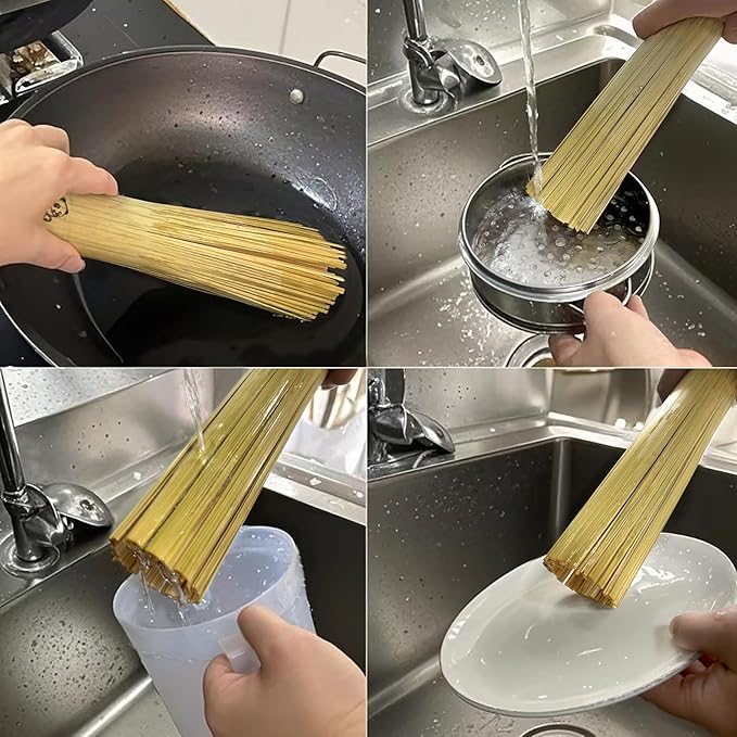 2 Pack Bamboo Wok Brush for Carbon Steel Pot Scrubber,Chinese Natural Kitchen Cleaning Brushes for Wok Cleaner Scrub Brush for Dishes&Pan&Teapot,Asian Wokbrush Bottle,Basting Scrubber for Cast Iron