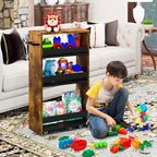 TEAMIX 4 Tier Slim Storage Cart with Handle, Slide Out Storage Rolling Utility Cart Mobile Shelving Unit Organizer Trolley for Small Spaces Kitchen Laundry Narrow Places (Brown+Black, 7-7/8'' W)