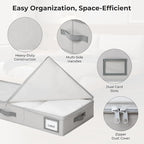 GRANNY SAYS 2 Pack Under Bed Storage, Underbed Organizer with Zipper Lid for Bedroom, Grey Clothing Storage Bins for Blankets, Clothes, Shoes