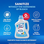 Lysol Laundry Sanitizer Additive, Free & Clear, Free from Fragrance and Dyes, 0% Bleach Laundry Sanitizer, Bacteria-causing Laundry Odor Eliminator, Unscented, 90 Fl Oz (Pack of 1) - Package May Vary