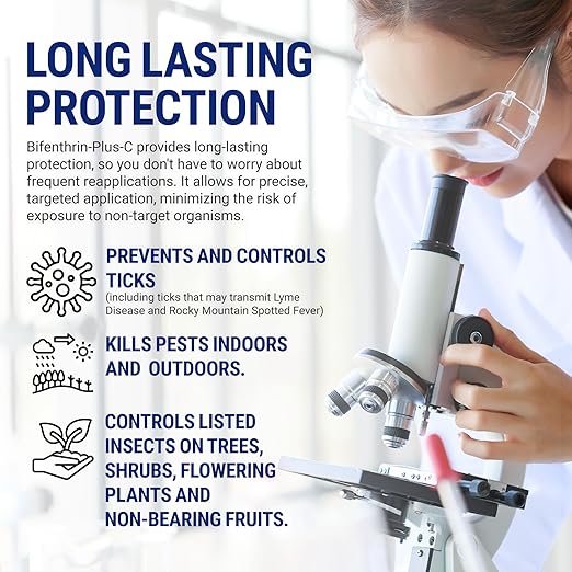 Bifenthrin-Plus-C Insecticide (1 Gal) - Roach Killer Indoor Infestation, Termite Treatment, Ant Control & Wasp Spray - Home Defense Pest Control, Residential, Commercial, and Industrial Use