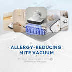 Mattress Vacuum Cleaner UV Sanitizing with HEPA Filter,350W Anti-Allergen for Bed,Carpet,Couch,Dust & Pet Hair, 0.4L Dust Cup with Washable Fliter, Auto UV Shutoff & Overheat Protection