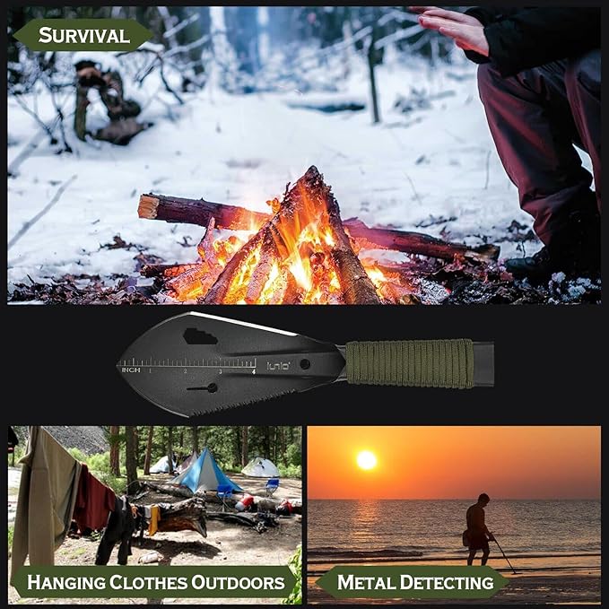 iunio Hiking Trowel, Camping, Backpacking, Portable Shovel, Multitool, Ultralight Camp Tool, with Carrying Pouch, for Gardening, Outdoor, Survival