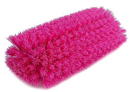 SPARTA 40422EC26 Floor Scrub Brush Head, Multi-Level, Dual Surface Plastic Block with Side Bristles, Crimped Polyester, Threaded Handle Hole, Ideal for Wide and Tight Spaces, BPA Free, 12 Inches, Pink