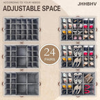 1 Pack Shoe Organizer for Closet, Adjustable Shoe Box Storage Containers, Large Foldable Shoe Bins with Clear Cover, Space Saving Shoes Holder with 4 Handles, Fits 12-24 Pairs, Beige