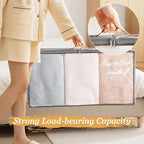 Criusia Under Bed Storage Bins with Clear PVC Lids – 2 Pack Large Underbed Organizers with Heavy-Duty Handles, Reinforced with 800G PP Panels & 80G Non-Woven Fabric – Waterproof & Foldable, Gery