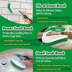 Libman Scrub Brush Kit – Three Different Durable Brushes for Grout, Tile, Bathroom, Kitchen. Easy to Handle, Strong Fibers for Tough Messes – Family Made in the USA, Unisex Lot 2406