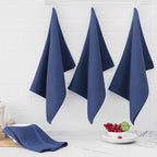 Homaxy 100% Cotton Oversized Waffle Weave Kitchen Dish Towels, Ultra Soft Absorbent Quick Drying Cleaning Towel, 20 x 28 Inches, 4-Pack, Navy Blue