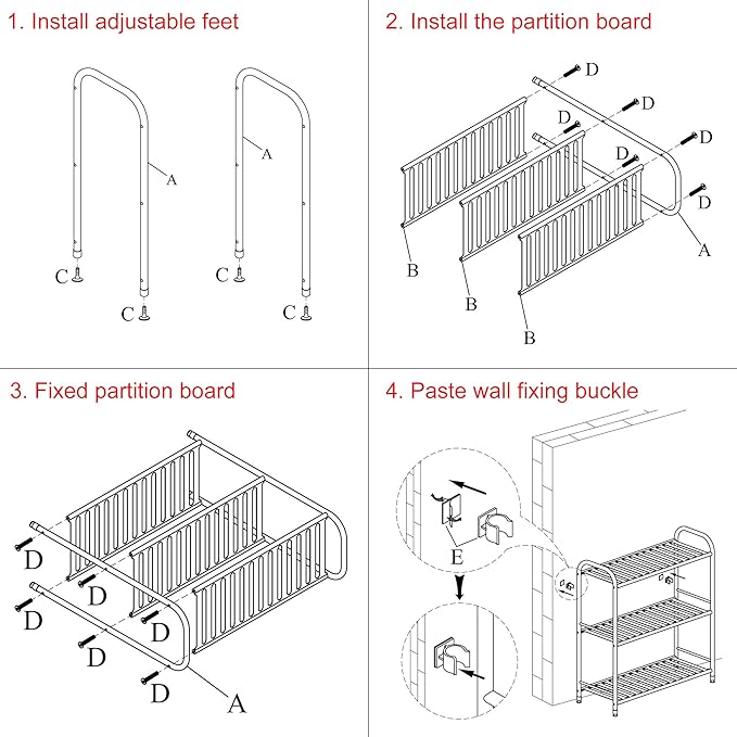 JSB 3-Tier Adjustable Shelving Unit, Heavy Duty Storage Rack Organizer Metal Corner Shelf for Kitchen Living Room Laundry Pantry Bathroom (Black, 3 Tier)…