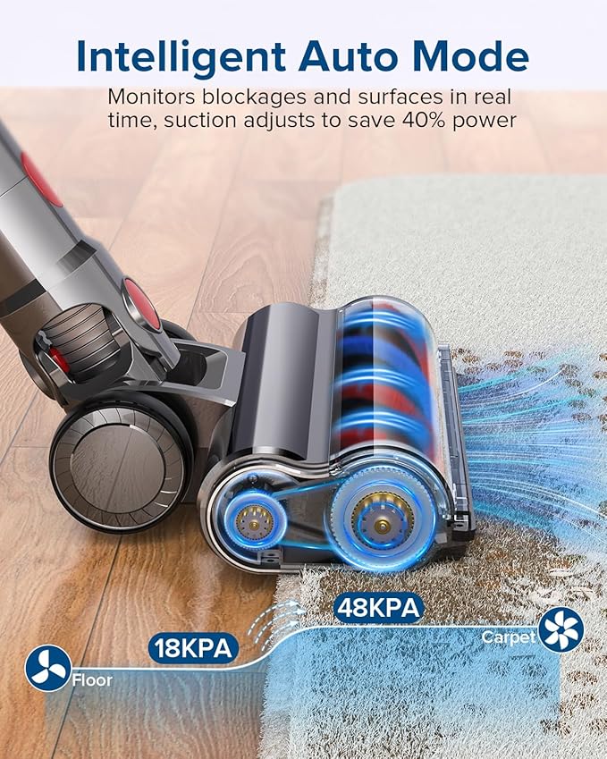 S8 Cordless Vacuum Cleaner, 600W 48Kpa 65mins Stick Vacuum Rechargeable, Wireless Lightweight Handheld Vacuum Cleaners for Home Pet Hair Carpet Hardwood Floor Car