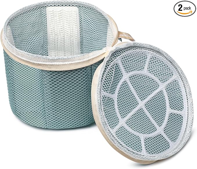 2 Pack Bra Laundry Bags for Washing Machine, Delicate Underwear Wash Bags with Anti-Deformation Structure & Fixed Friction Plates
