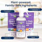 Heavy Duty Degreaser- Grease Remover & Grime Cleaner for Kitchen, Automotive & More, Household Cleaning Supplies, Fragrance-Free, Includes 16 oz Reusable Empty Bottle & 2 Refills (4 oz)