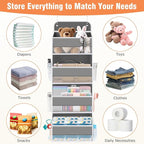 WISELIFE Over the Door Organizer - 4 Shelves Large Capacity Hanging Bedroom Storage Solution with 6 Side Pockets for Dorm Bathroom Pantry Nursery and Baby Essentials Holds up to 40 lbs (Grey)