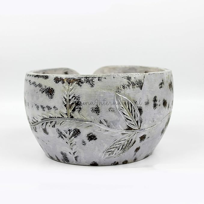 Nagina International Exquisite Premium Yarn Ball Storage Bowls | Hand Painted Lovely Decor Yet Functional Yarn Dispenser (Medium ( 7 x 3 x 7 Inches ), Ash Grey)