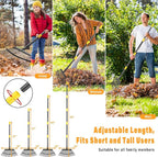 25-Tine Metal Leaf Rake Set with Adjustable Handle, 32-Gallon Bag & Leaf Scoops for Effortless Yard Cleanup, Heavy Duty Sturdy Garden Rake for Lawns, Backyard, Fall & Spring Cleaning 6FT