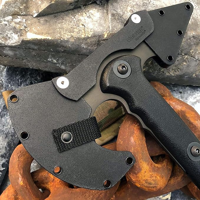 Cold Steel Drop Forged Tomahawk Survival Hatchet - Great for Camping, Survival, Outdoors and Chopping Wood, Trench Hawk - Black, One Size
