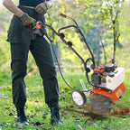 Gas Powered Garden Tiller, 43Cc 2 Stroke Mini Tiller for Gardening, Garden Yard Rototiller Tilling Cultivator Heavy Duty Gasoline Tiller with Goggles for Plow Turn The Soil, 1250W