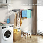 Wall Mounted Drying Rack, 40 "Wide, 16.5 Linear Ft, 5 Aluminum Rods, 60 lb Capacity, Space Saver Laundry Drying Rack Collapsible (Grey 40" Large)