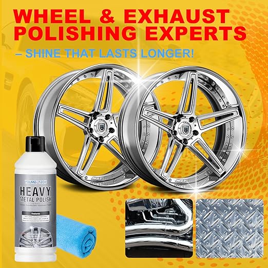 Metal Polish (16oz) & Chrome & Aluminum & Stainless Steel Polish, Multi Purpose Polish, Cleaner, Restorer and Protectant Compound for Metal Chrome Aluminum and Stainless Steel