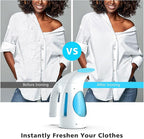 HiLIFE Steamer for Clothes, Portable Handheld Design, 240ml Big Capacity, 700W, Strong Penetrating Steam, Removes Wrinkle, for Home, Office(ONLY FOR 120V) (Blue)