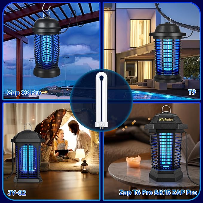 Klahaite Replacement Light Bulb Bug Zapper 15W Bug Light Bulbs for K15, X3,T6, T8, T9 Bug Zapper Outdoor 4-Pin Base U Shaped Twin Tube Bulb for Outdoor Mosquito Zapper