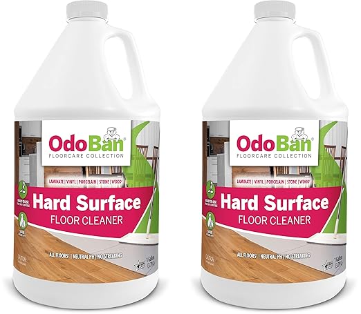 OdoBan Ready-to-Use Hard Surface Floor Cleaner, Streak Free and Neutral PH Formula, Made in the USA, Scentless, 2 Gallons