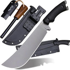 BA-KOR 14.1-inch full tang (9CR18MOV) Survival Machete + K-type sheath and 5.9-inch cerium-powered igniter. Suitable for outdoor hunting, camping, obstacle clearance, barbecuing, fishing, kitchen cutting for daily carry (EDC), and as a gift.