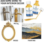 Liquid Gold Leaf Paint High Gloss Multi Surface Rich Gold Paint for Metal, Wood, Plastic, Canvas, Appliance, Furniture Scratch Repair & Art Handcrafts 30ml/1.5oz Fast Drying Acrylic Metallic Finish
