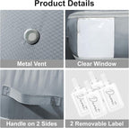 Comforter Storage Bag - Large Capacity Blanket Storage Bags 3-Layer Ultra Space Saving Self Compression Organizer, Washable Compression Bags for Storage Comforter Blanket, 2-Pack, Grey