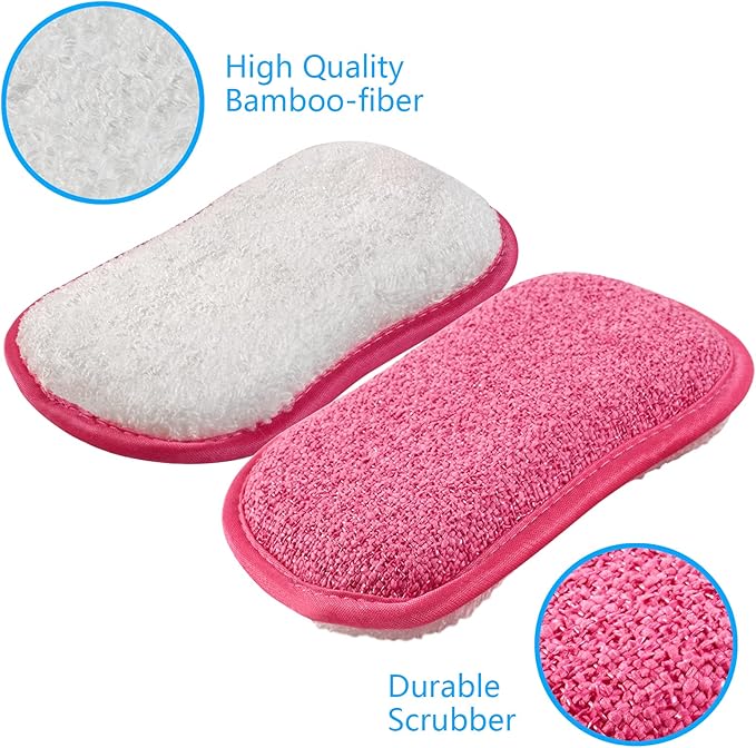 Kitchen Dish Sponge Scrubber Non Scratch, Dishcloth No Odor Reusable Washable Multipurpose Scrub Pads Sponges Heavy Duty for Dawn Dish Soap Cleaning of Sink Pans