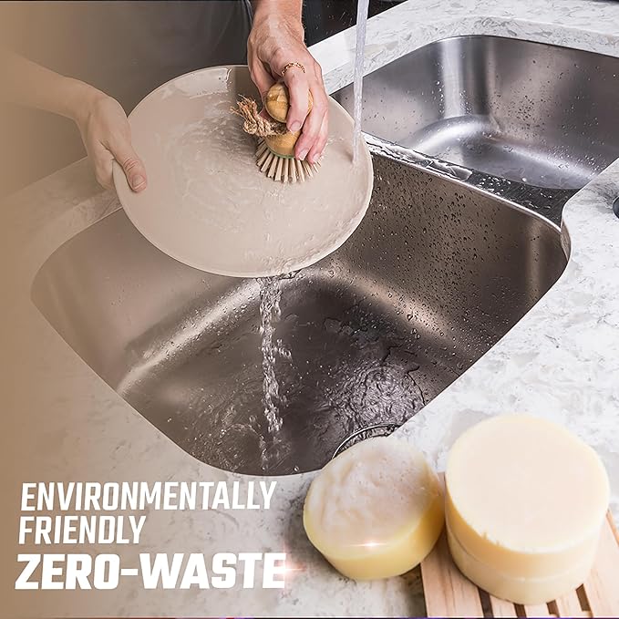 Lemon Dish Block Soap Bar - 3 Pack Natural Dish Soap Bar 4oz for Eco-Friendly Cleaning - Premium Dish Soap Block Alternative for Sustainable Kitchen | Made in USA