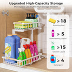 Under Sink Organizer,2 Pack 2 Tier Under Sink Organizers and Storage,Slide Out Pull Out Cabinet Organizer Shelf,Metal Sliding Drawer for Kitchen Bathroom Pantry Cabinet Closet Organization Rack White